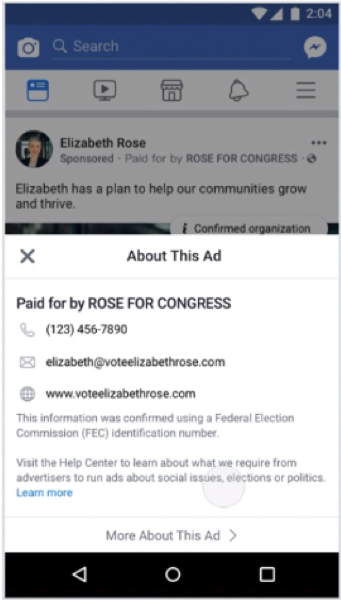 Facebook is adding a “Confirmed Organization” label for advertisers
