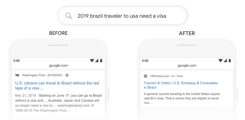 The before and after of Google's BERT skills in action