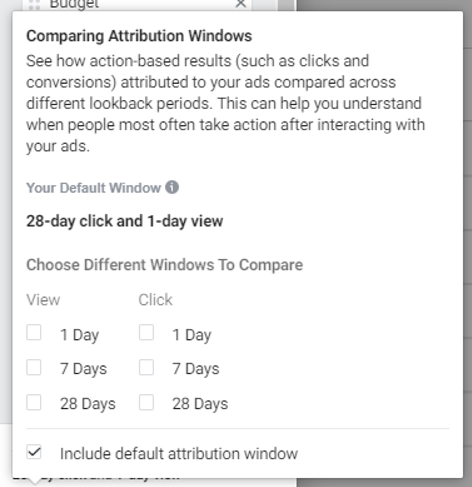 How to see and select Facebook lookback conversion window options in-platform